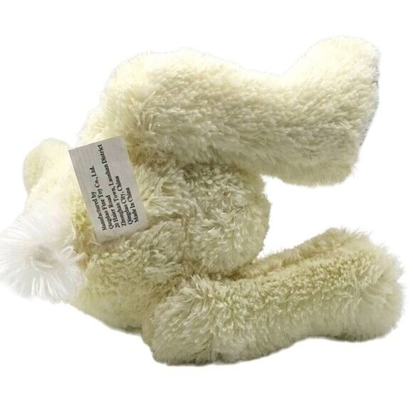 Easter Bunny Rabbit Plush Cream 17" Plaid Bow Sitting Tilted Head Long Ears - Picture 6 of 9